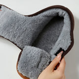 Yeknu  Winter Men CottonSlippers Short Plush Men's Cotton Boots Indoor Fluffy House Fur Slippers Men Casual Soft Fur Furry Men Shoes