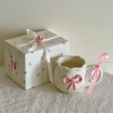 Yeknu Cute Cherry Ceramic Mug, Small Niche Design, Water Cup with Gift Box, Household Drinking Set, Kitchen,Dining and Bar