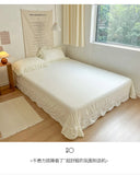 Yeknu Ins Style Korean Bedding Set Lace Seersucker 4-piece Bed Sheet Set Quilt Cover Solid Duvet Cover For Girl Spring Decor Home