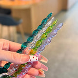 Yeknu  Cute Spiral Handle Glass Spoon Borosilicate Heat-resistant Coffee Mixing Spoon DessertI Ice Cream Spoon Largesoup Spoon