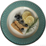 Yeknu  American edge relief hand-painted underglaze color ceramic tableware Western steak plate Household restaurant Dessert plate, 1Pc