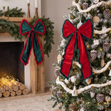 Yeknu  Ruffle Large Velvet Christmas Bow Soft Draping Long Streamers Tree Bow with Long Tails Velvet Elegance Xmas Vibe Decor Bow