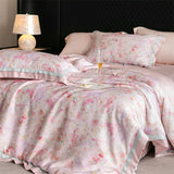 Yeknu 82% lyocell, 8% silk and 10% nylon soft silky flowers digital printing bedding set duvet cover flat/fitted bed sheet pillowcases