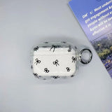 Yeknu  Cute bow printed transparent neon headphone case, colorful transparent shockproof headphone case, with keychain