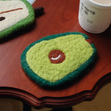 Yeknu  Handmade Wool Felt Fruit Coasters Apple Avocado Maple Leaves Cup Drink Support Pad Table Protection Mat Decoration Home Decor