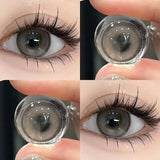 Yeknu  2PCS Brown Large Diameter Colored Contacts Lenses with Myopia Grey Colored Natural Eyes Beauty Lens Makeup Yearly New
