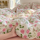 Yeknu  Minimalist Polka Dot Style Bedding Set Duvet Cover Set Four Piece Bedding Set Bed Sheet Fully Enclosed for Home