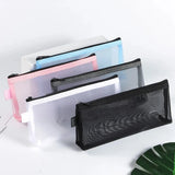 Yeknu  1Pc Clear Mesh Pencil Case Stereoscopic Portable School Supplies Pen Box Bill Storage Bag Zipper Pouch Office Student Pen Bag