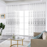 Yeknu  2 Panels Sheer Curtains Embroidered Window Voile Drapes for Living Room Grommet Top Solid Lightweight for Bedroom Home Decor