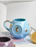 Yeknu Ceramic Starry Sky Cup Sparkling Cup with High Appearance, Colorful Stars, Creative Birthday Gift, Mug with Hand Gift, Water Cup