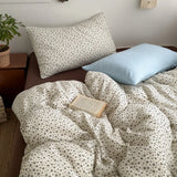 Yeknu  New literary and retro floral super soft wrinkled yarn printing four-piece set, three-piece set for student dormitory