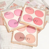 Yeknu  4-color matte blush palette - pinkish purple tones, waterproof, long-lasting natural nude makeup, perfect gift, Korean-style