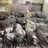 Yeknu  Class A washable Korean version of princess style French lace four-piece bedding three-piece sheet and quilt set set