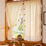 Yeknu  French Creamy Sheer Curtains for Living Room Girls Bedroom Lac Tulle Customized Half Curtains for Door Kitchen Window Treatment