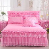 Yeknu  1 Piece Lace Bed Skirt +2pieces Pillowcases bedding set Princess Bedding Bedspreads sheet Bed For Girl bed Cover King/Queen size