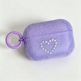Yeknu  Cute heart-shaped diamond earphone protective case, simple, convenient and easy to carry