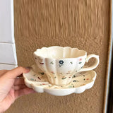 Yeknu  European Style Retro Ceramic Floral Pattern Coffee Cup Plate Creative Mark Water Cup Home Restaurant Decor English Afternoon Tea