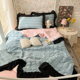 Yeknu  new seersucker chiffon lace washed cotton summer cool quilt four-piece air conditioner quilt three-piece summer quilt set