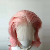 Yeknu  13x4 Lace Front Wig Pink Lolita Long Wavy Hair Wig for Women High Temperature Fibers Synthetic Lace Wigs Wear and Go Cosplay