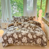 Yeknu  Small Fresh Milk Falai Plush Single Item Quilt Cover Printed Plaid Thickened Warm Duvet Cover 180x220 200x230 220x240