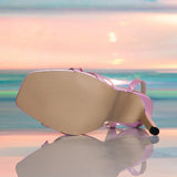 Yeknu  Sexy Narrow Band Buckle Strap Women Sandals Design Crystal Flower Thin Heels Party Prom Shoes