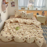 Yeknu 100% Cotton Bedding Set Cartoon Cute Animals Duvet Cover Set Bed Linen Flat Sheets Set 2 Pillowcases Single Double Queen Size