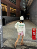 Yeknu  Knitted Autumn Pullover Sweater Women Flower Fashion Korean Style Loose Ladies Cropped Sweaters Sweet Woman Sweater