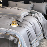 Yeknu  100% Egyptian Cotton Luxury Embroidery Hotel Style Bedding Set Queen King Size Duvet Cover Set Bed Sheet/Fitted Sheet Pillowcase