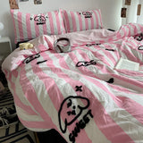 Yeknu  Bed Linen Embroideries Stripe bedding Duvet Cover Queen Bedding Set Comforter Cover Sets With Pillowcase Bed Sheets Set
