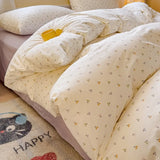 Yeknu  New cartoon pure cotton bed four-piece set four seasons skin-friendly girl heart bed sheet quilt cover student dormitory bedding