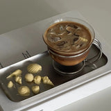 Yeknu  Creative Stainless Steel Stand Coffee Cup Glass Heat-resistant Fair Tea SetinsTrendy Bauhaus Retro Cup