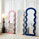 Yeknu Wavy Floor Mirror Big Full Body Items Irregular Cosmetics Mirror Garden Travel Moon Portable Custom Espelhos Home Decorations