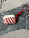 Yeknu  Niche Ins Minimalist Red Striped Polka Dot Suitable For Airpods Pro2 Lanyard Headphone Case