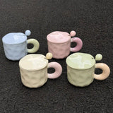 Yeknu  Splicing Colors Coffee Mug Ceramic Water Cup Korean Milk Mug with Spoon Portable Gift Box Chirstmas Birthday Gift for Girl Kids