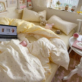 Yeknu  new class A simple high-end three-layer yarn bedding four-piece set, bed sheet quilt cover, dormitory three-piece set