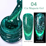 Yeknu  Gold Reflective Moonlight Gel Nail Polish Cat Magnetic Aurora Spar Glitter Semi-Permanant Varnish Nail Art Magnetic