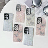 Yeknu  Butterfly Pearl Silicone Phone Case For Samsung S25 Ultra S24 Ultra A56 A55 A17 A07 A36 S23 FE A16 A15 A06 S24 FE Cover Funda