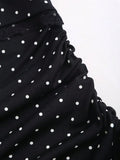 Yeknu  Sweetra New Winter French Fashion Polka Dot Lace Ruffle Bow Design Office Commute Casual Cute Sweet Style Strapless Bodycon Cinc