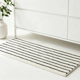 Yeknu  Long Tufting Stripe Bedroom Rug Chic Bathroom Mat Anti-Slip Bathmat Tub Side Carpet Area Floor Pad Doormat Home Room Decor