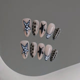 Yeknu  10pcs Handmade Press on Nails Sweet Cool y2k Short Cute Fake Nail Tips Wearable Reusable Ins Simple Korean Style False Nails