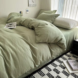 Yeknu  Bed Linen Solid Cotton Bedding Set with Sheet Duvet Cover Pillowcases Single Couple Bedsheet King Queen Double Twin Size