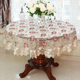 Yeknu  New Lace Tablecloth Pastoral round tablecloth Dining table cloths Home Embroidery table cover rose gold decoration house towel