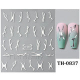 Yeknu - Bronzing Leaves Stickers for Nails Abstract Lines Painting Decals Flowers Animals Love Adhesive Sliders Decoration FBTH1105