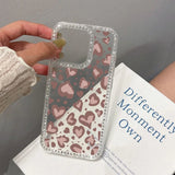 Yeknu  Heart-Shaped Leopard Print Phone Case For iPhone 16 Pro Max 17 Pro 13 16 14 15 17 12 Air 11 Shockproof Funda Cover Transparent