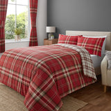 Yeknu  Red Plaid Double-sided Printed Bedding Set, 100% Polyester Quilt Cover Set, Breathable, Soft and Machine Washable