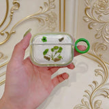 Yeknu  Cute dried flower transparent headphone case protective cover with circular ring and shock-absorbing protective cover