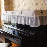 Yeknu  American Country Sle Small Cherry Cotton Linen Piano Towel Lace  Piano Cover Bench Cuion Dustproof Protective Cover