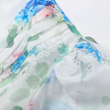 Yeknu  Sexy Print Women Min Dress Urban Deep V-neck Short Puff Sleeve Cascading Ruffle Female Dresses Spring Summer Lady Robe