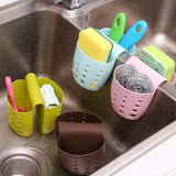 Yeknu  Kitchen Sink Hollow Drainage Hanging Basket Double Silicone Brush Sponge Hanging Bag Sundries Faucet Drainer Kitchen Tools