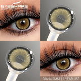 Yeknu  Myopia Lenses 1 Pair Colored Contact Lenses with Degree Natural Eye Contacts Brown Lenses Gray Pupils Yearly Disposable
